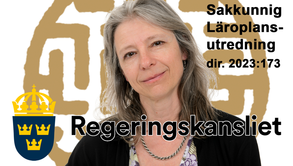 Illustration, Agneta Gulz med regeringskansliets logotyp – samt LUCS logotyp i bakgrunden.